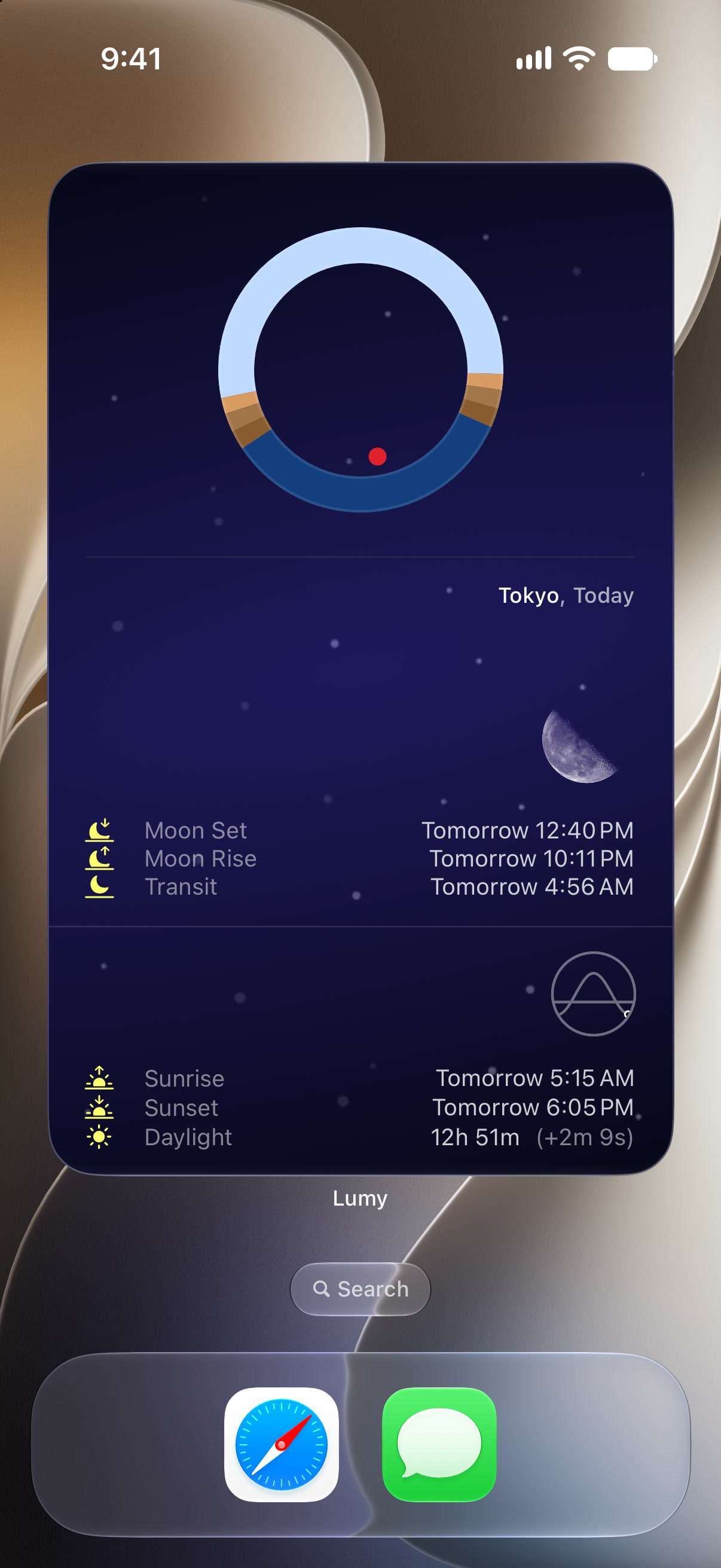 Lumy extra large widget on the iOS 27 Home Screen
